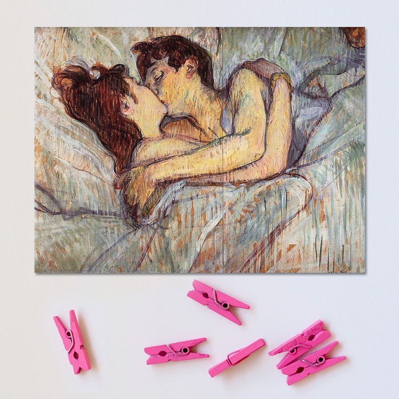 Πίνακας σε καμβά Toulouse Lautrec - In bed the kiss