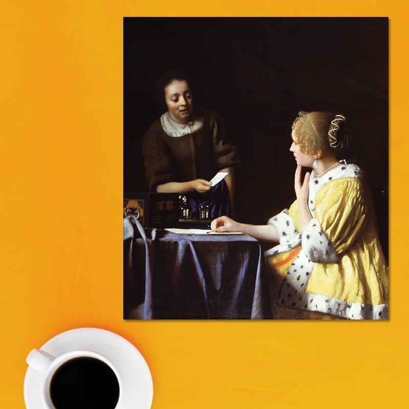 Πίνακας σε καμβά Vermeer - Lady Maidservant Holding Letter