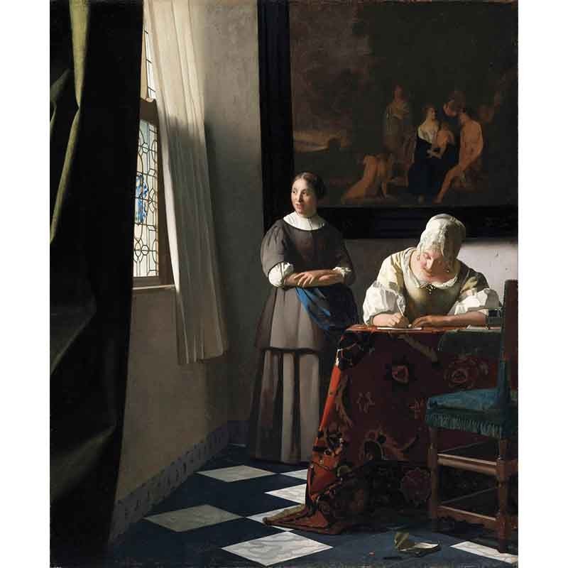 Πίνακας σε καμβά Vermeer - Lady Writing a Letter with her Maid