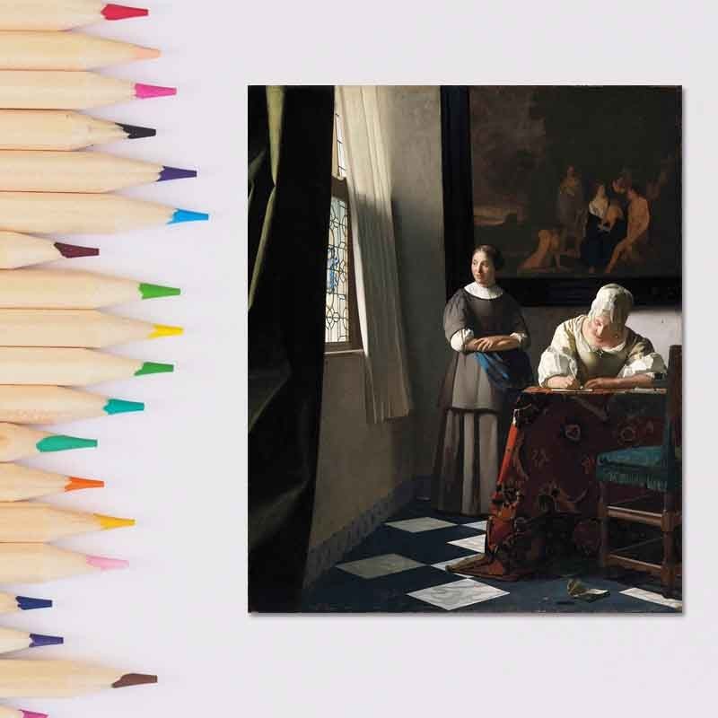 Πίνακας σε καμβά Vermeer - Lady Writing a Letter with her Maid