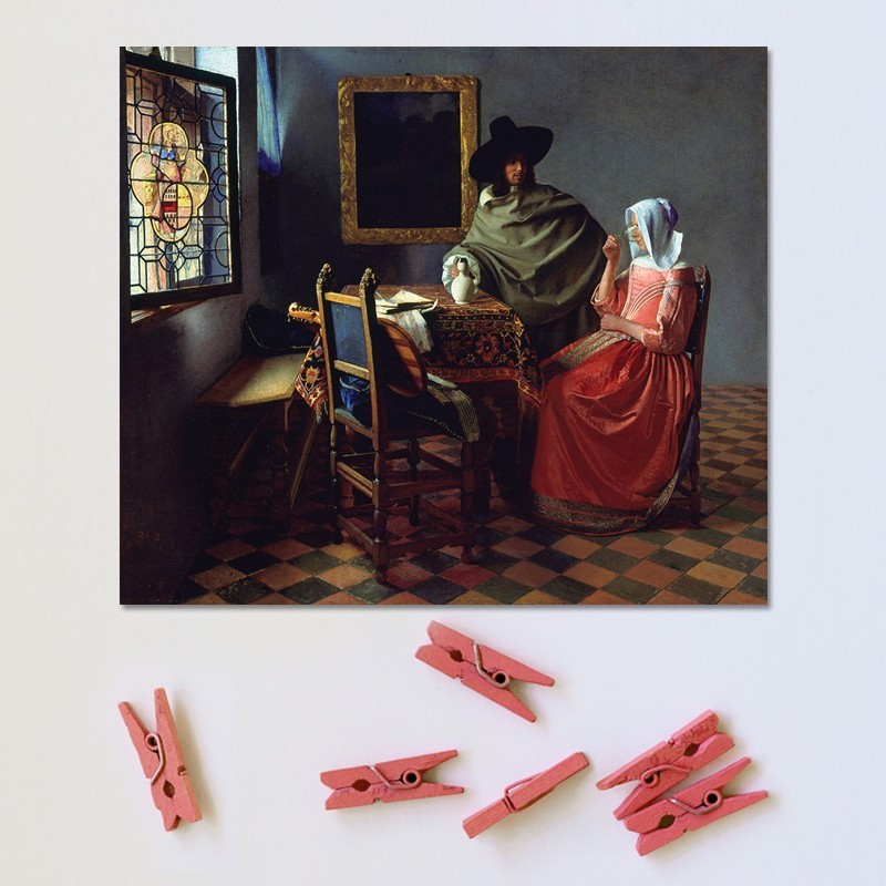 Πίνακας σε καμβά Vermeer - The Glass of Wine