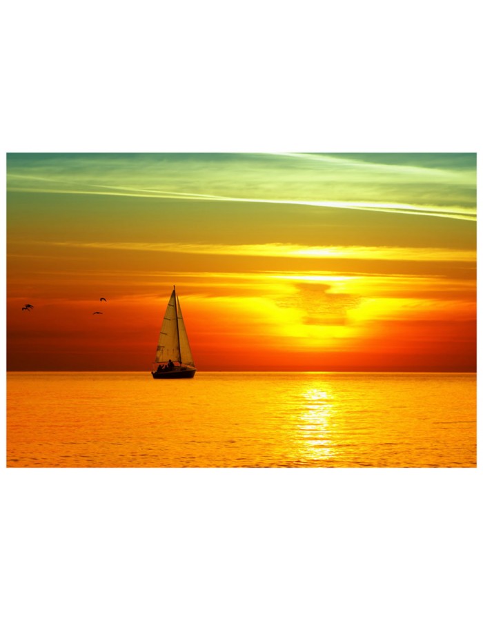 Ταπετσαρία με θάλασσα ηλιοβασίλεμα με ιστιοφόρο