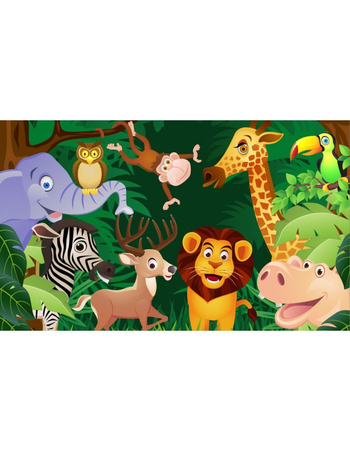 Ταπετσαρία παιδική με τα ζώα της ζούγκλας