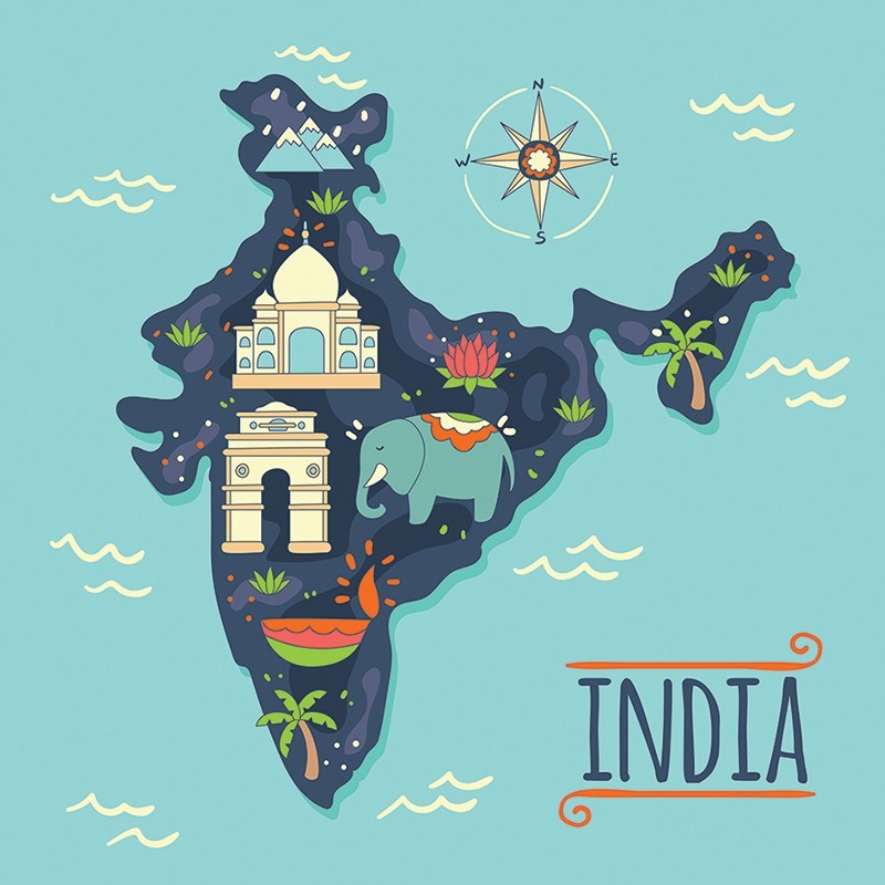 Ταπετσαρία τοίχου Χάρτης Ινδίας