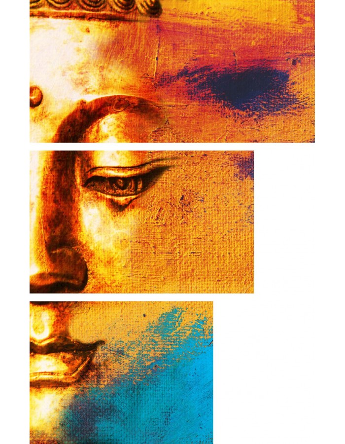 Τρίπτυχος πίνακας σε καμβά Κεφάλι του Βούδα